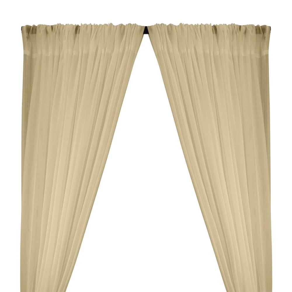 Crushed Sheer Voile Rod Pocket Curtains - Champagne