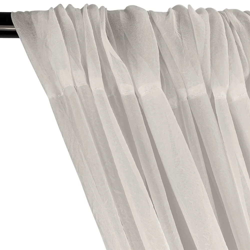 Crushed Sheer Voile Rod Pocket Curtains - Off White - Image 2