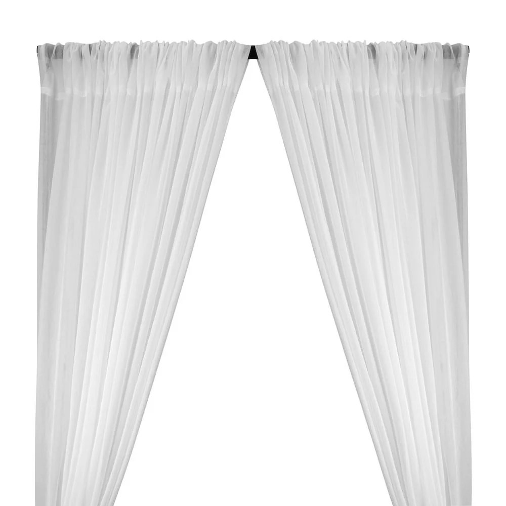 Crushed Sheer Voile Rod Pocket Curtains (All Colors Available) - White