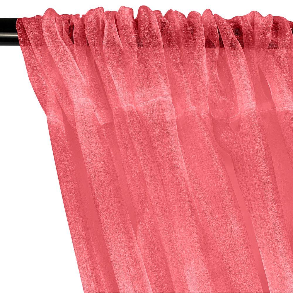 Crystal Organza Rod Pocket Curtains - Coral - Image 2