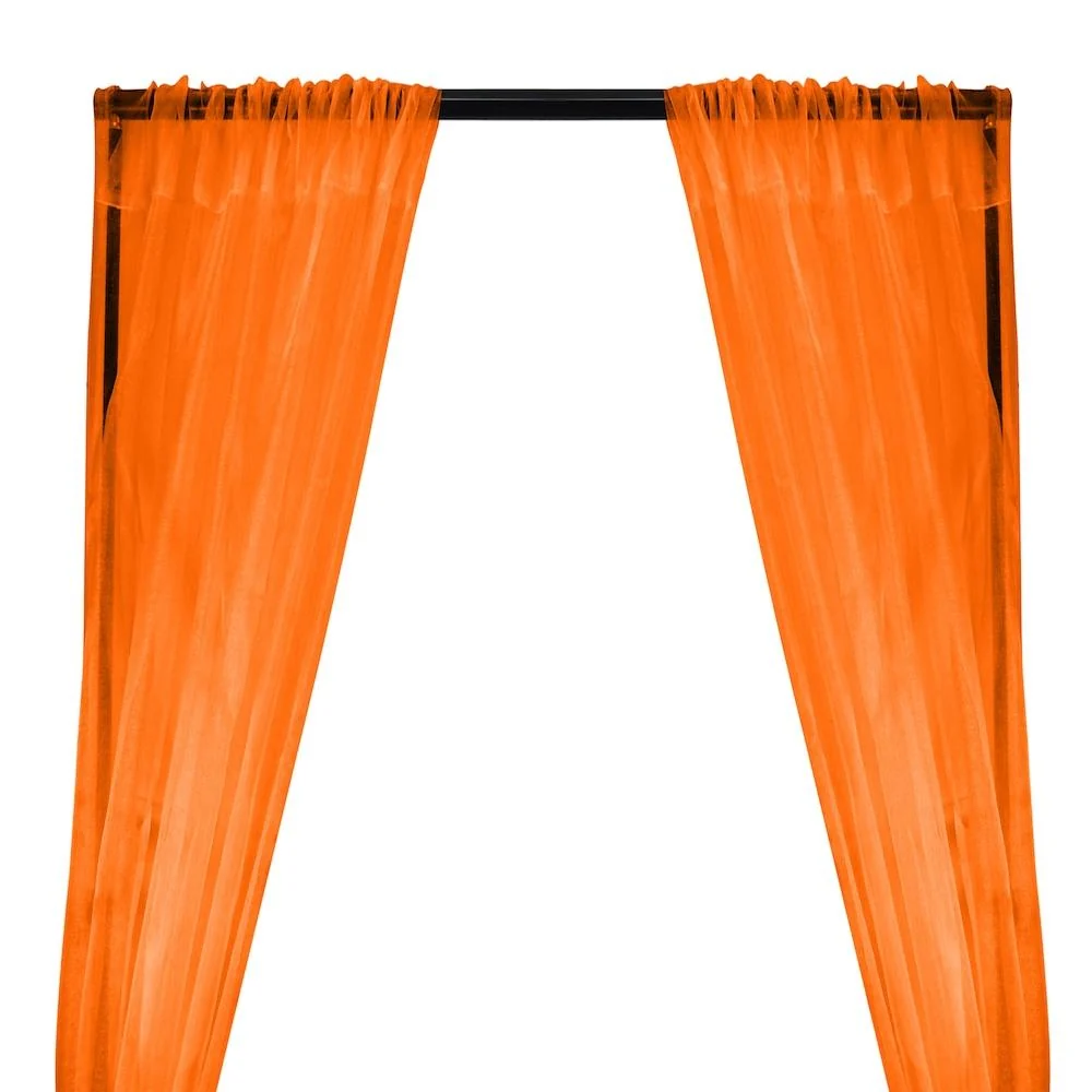 Crystal Organza Rod Pocket Curtains - Orange