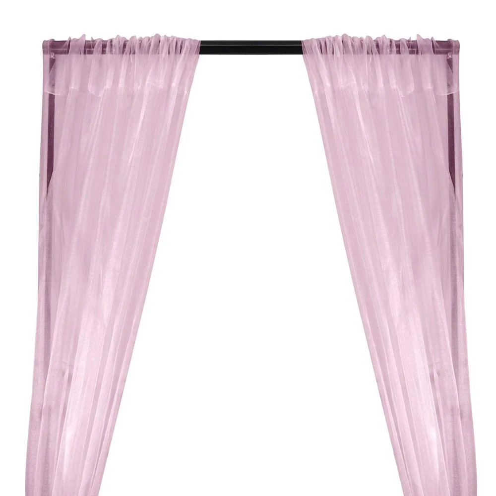 Crystal Organza Rod Pocket Curtains - Pink