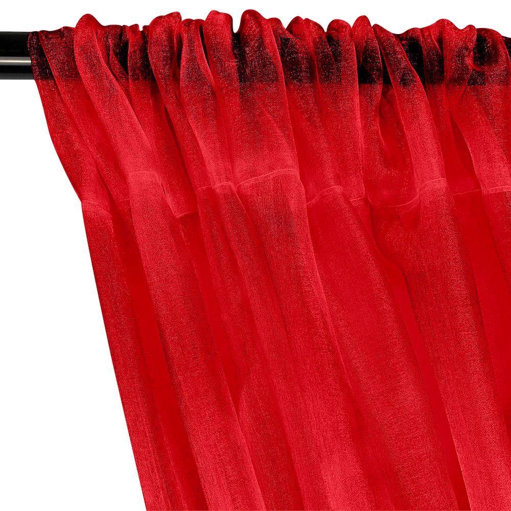 Crystal Organza Rod Pocket Curtains - Red - Image 2