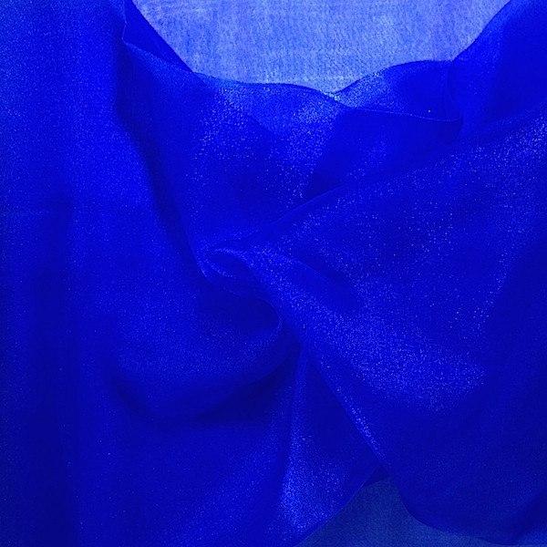 Crystal Organza Rod Pocket Curtains - Royal Blue - Image 3