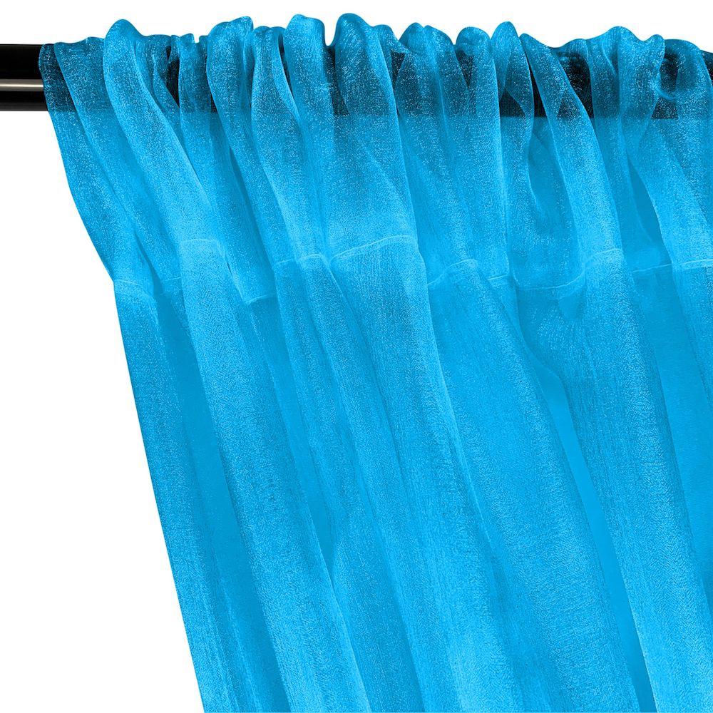 Crystal Organza Rod Pocket Curtains - Turquoise - Image 2
