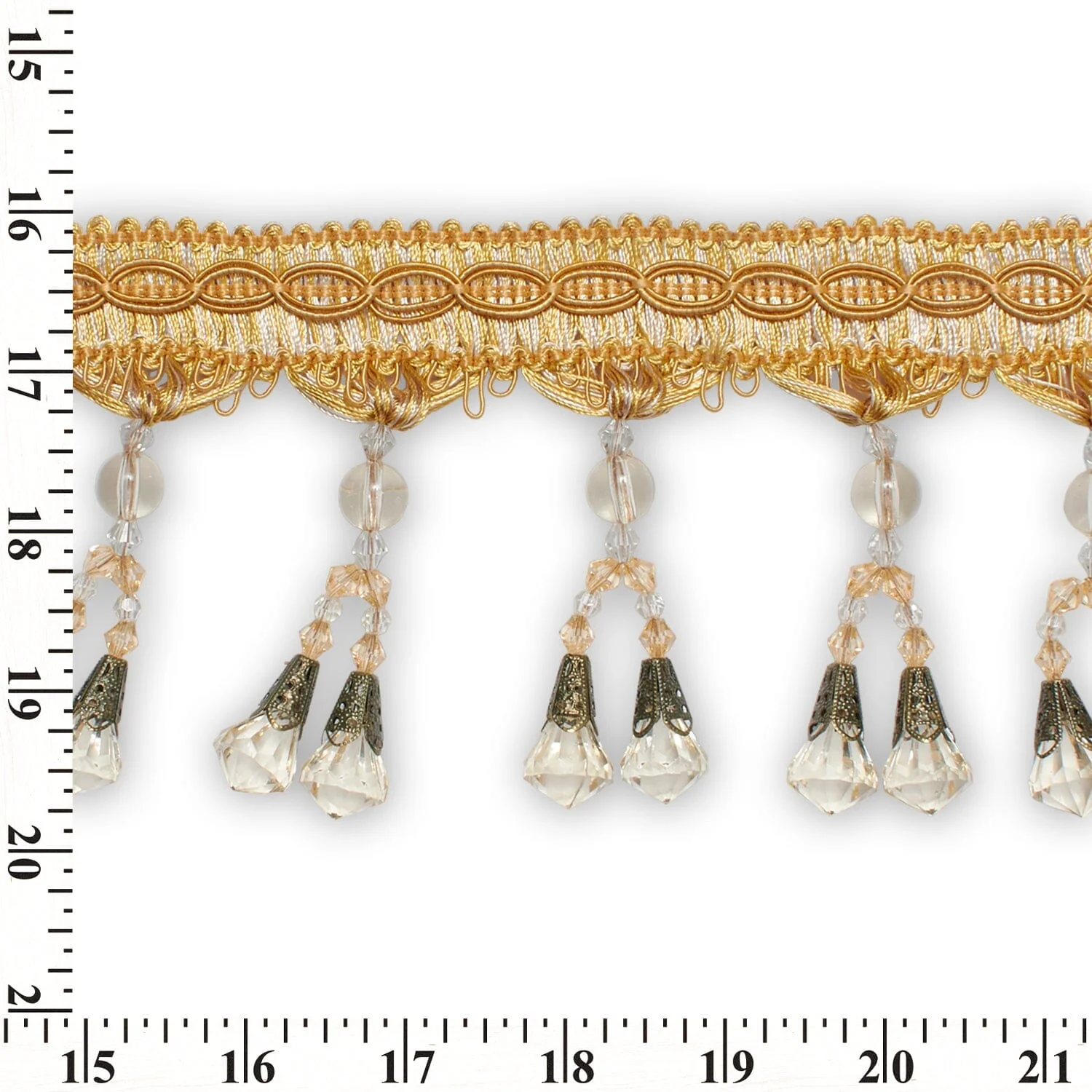Dual Beaded Rhinestone Tassel Fringe Trim - Image 13