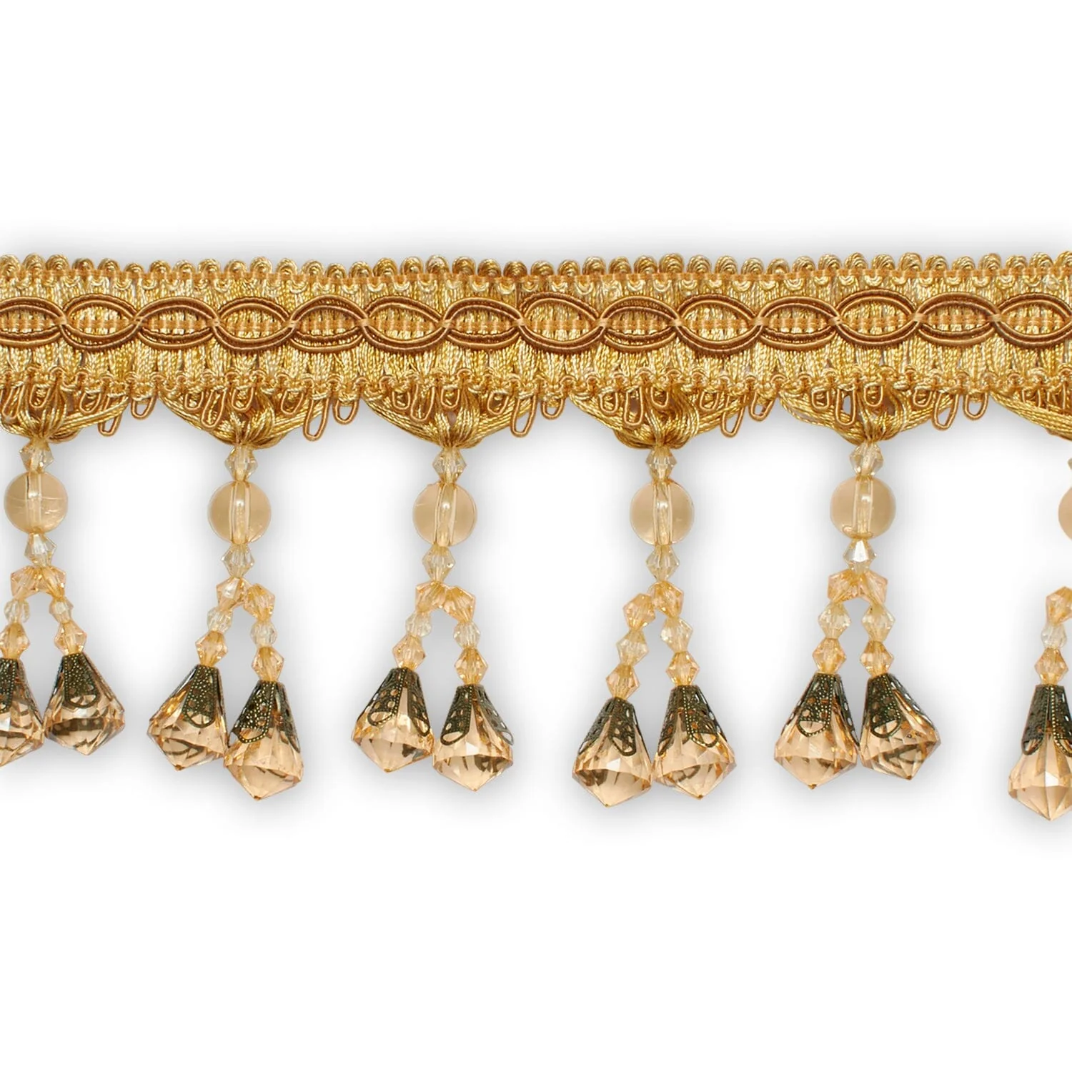 Dual Beaded Rhinestone Tassel Fringe Trim - Image 14