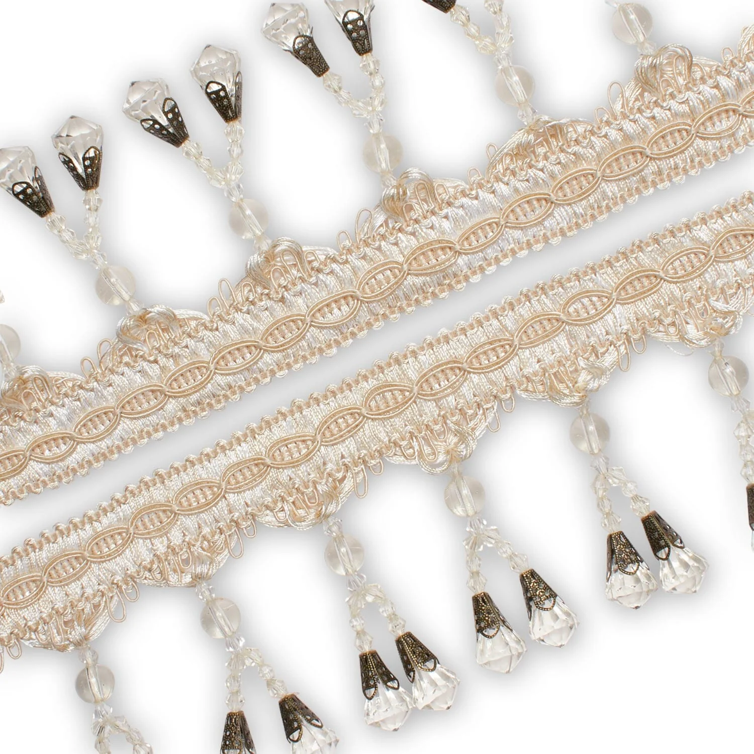 Dual Beaded Rhinestone Tassel Fringe Trim - Image 9
