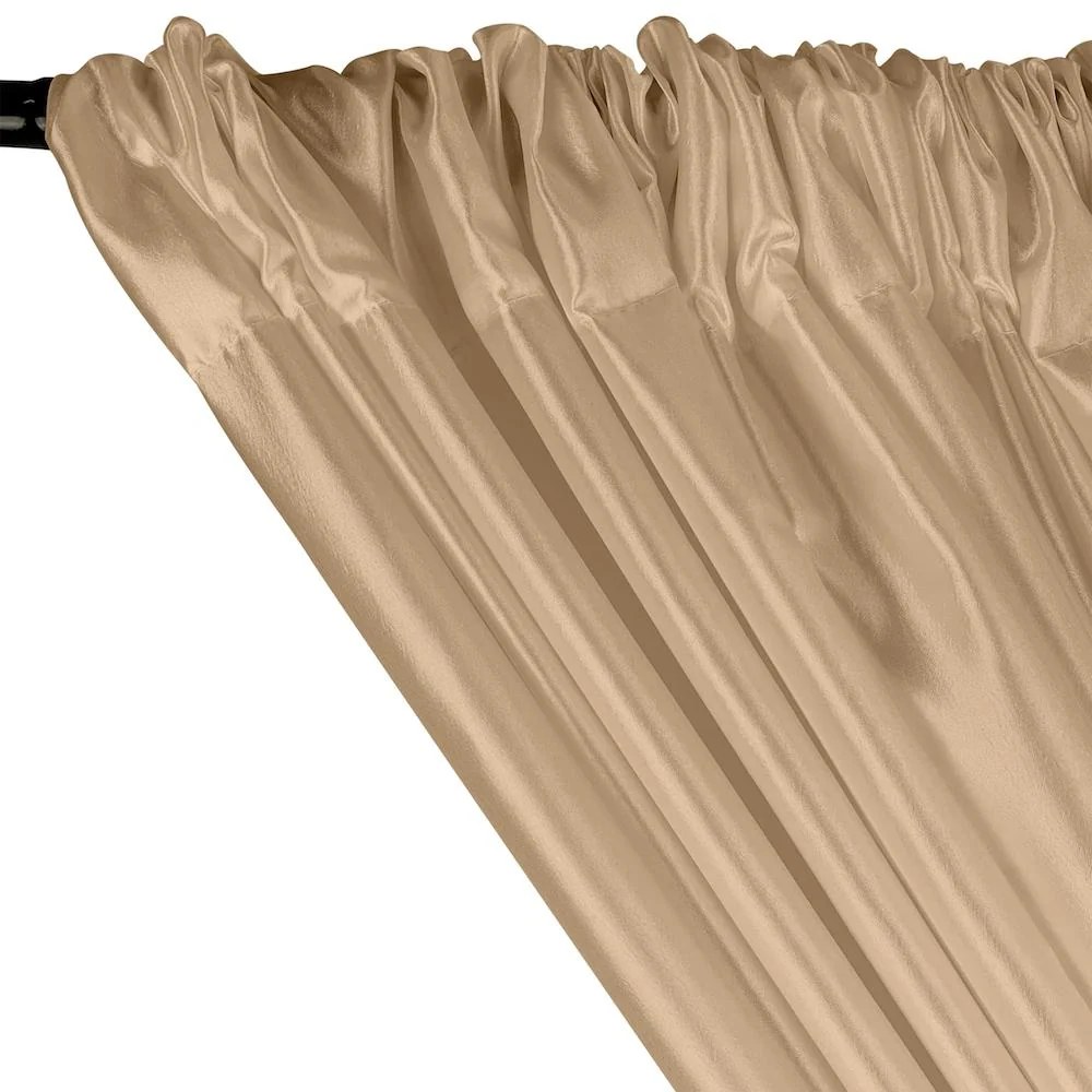 Extra Wide Nylon Taffeta Rod Pocket Curtains - Beige - Image 2