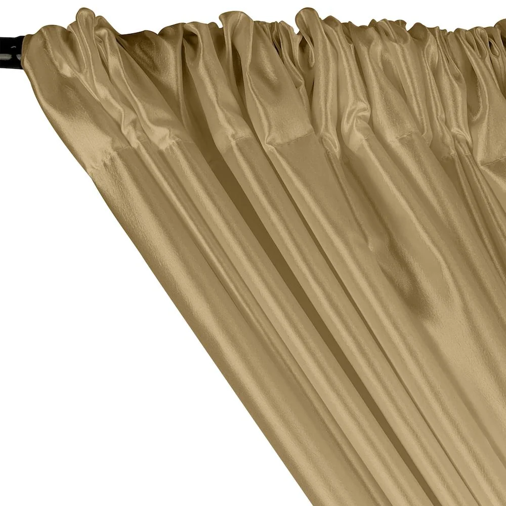 Extra Wide Nylon Taffeta Rod Pocket Curtains - Champagne - Image 2