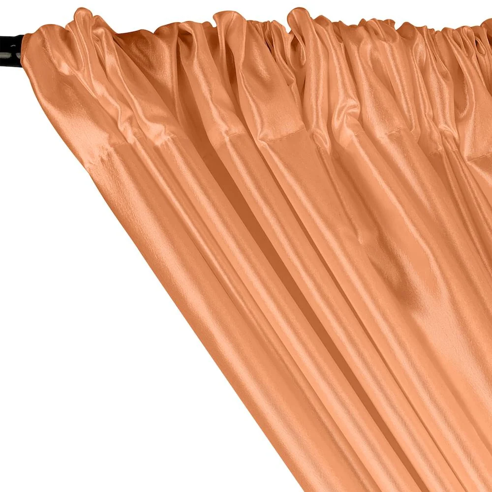 Extra Wide Nylon Taffeta Rod Pocket Curtains - Peach - Image 2