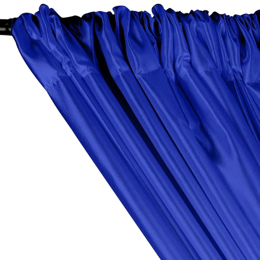 Extra Wide Nylon Taffeta Rod Pocket Curtains - Royal Blue - Image 2