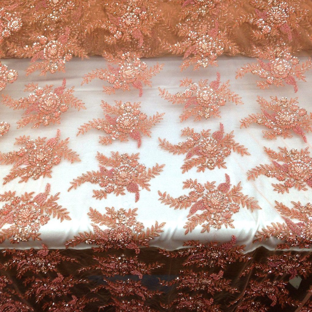 Floral Bridal Lace Beaded Fabric - Image 25