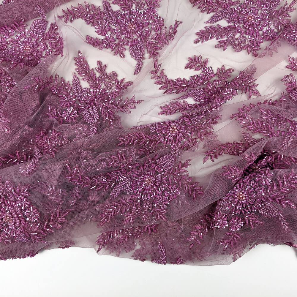 Floral Bridal Lace Beaded Fabric - Image 40