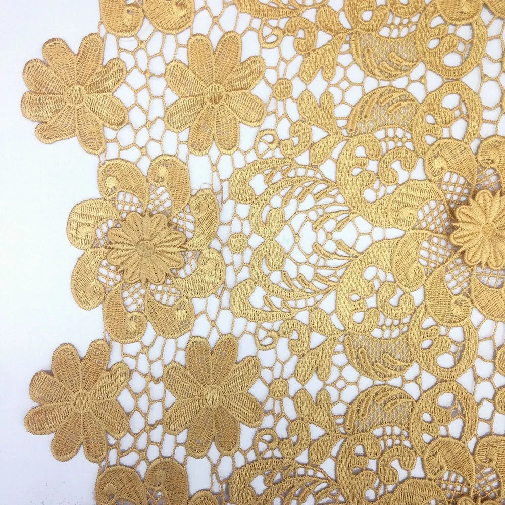 Gold Lily Flower Guipure French Venice Lace