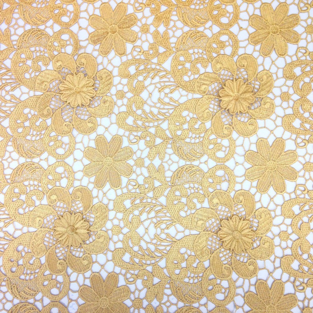Gold Lily Flower Guipure French Venice Lace - Image 2