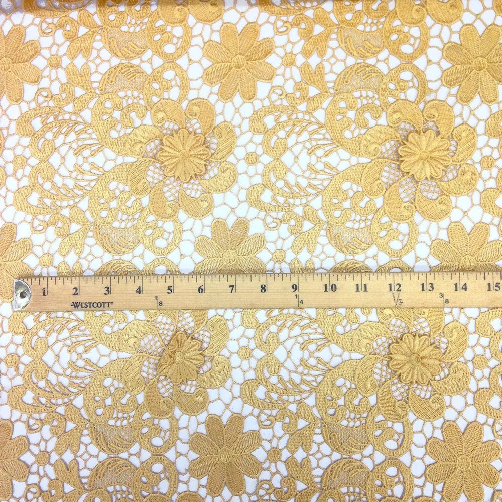 Gold Lily Flower Guipure French Venice Lace - Image 3