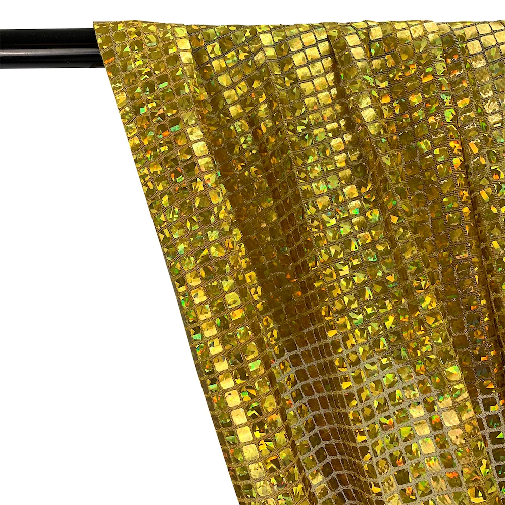 Hologram 8mm Square Sequins Rod Pocket Curtains -  Gold - Image 2
