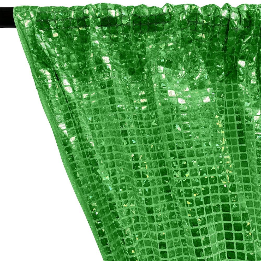 Hologram 8mm Square Sequins Rod Pocket Curtains - Kelly Green - Image 2
