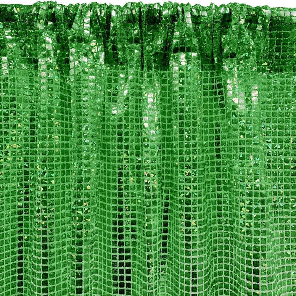 Hologram 8mm Square Sequins Rod Pocket Curtains - Kelly Green - Image 3