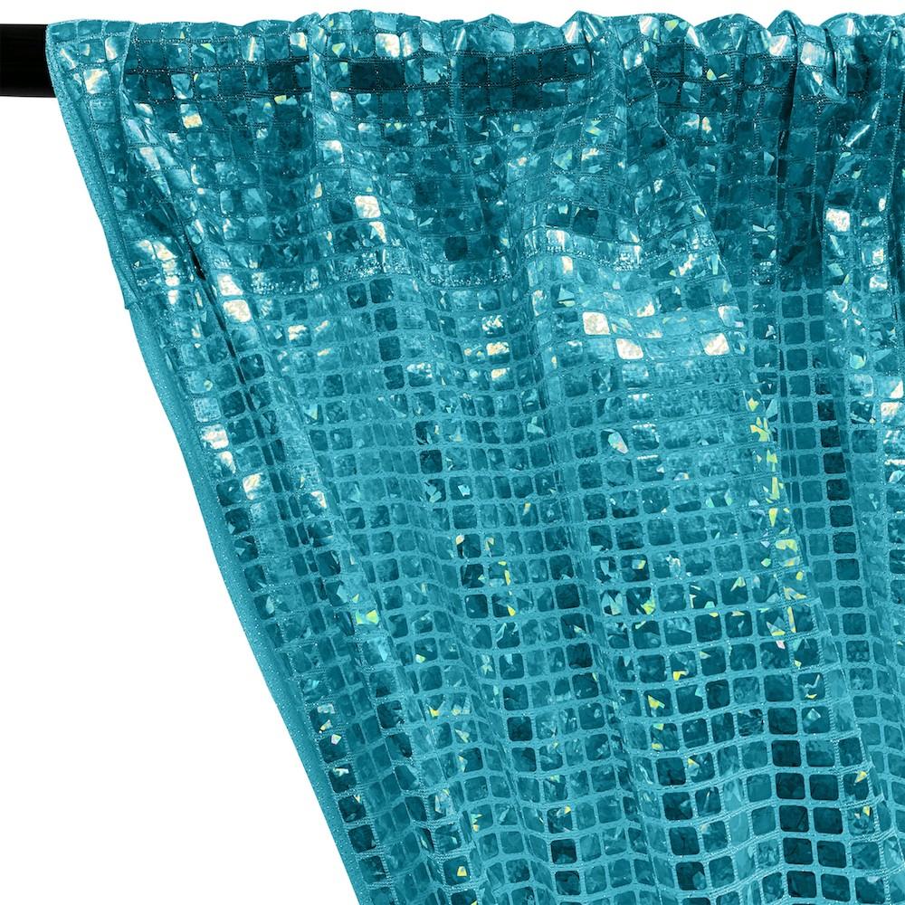 Hologram 8mm Square Sequins Rod Pocket Curtains -  Turquoise - Image 2