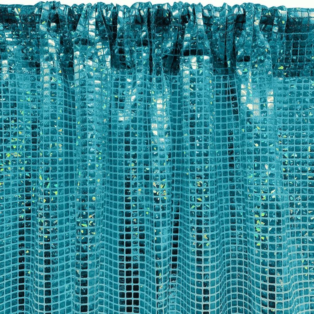 Hologram 8mm Square Sequins Rod Pocket Curtains -  Turquoise - Image 3