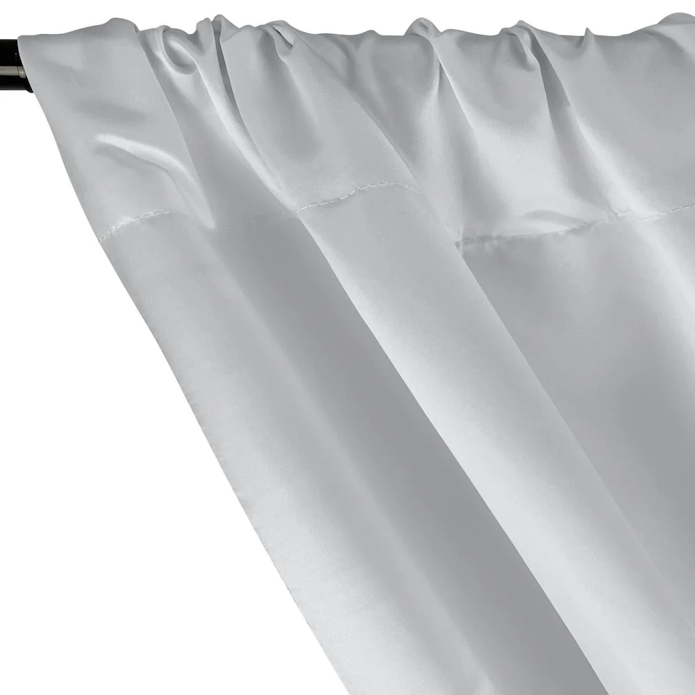 Matte Satin (Peau de Soie) Rod Pocket Curtains - Silver - Image 2