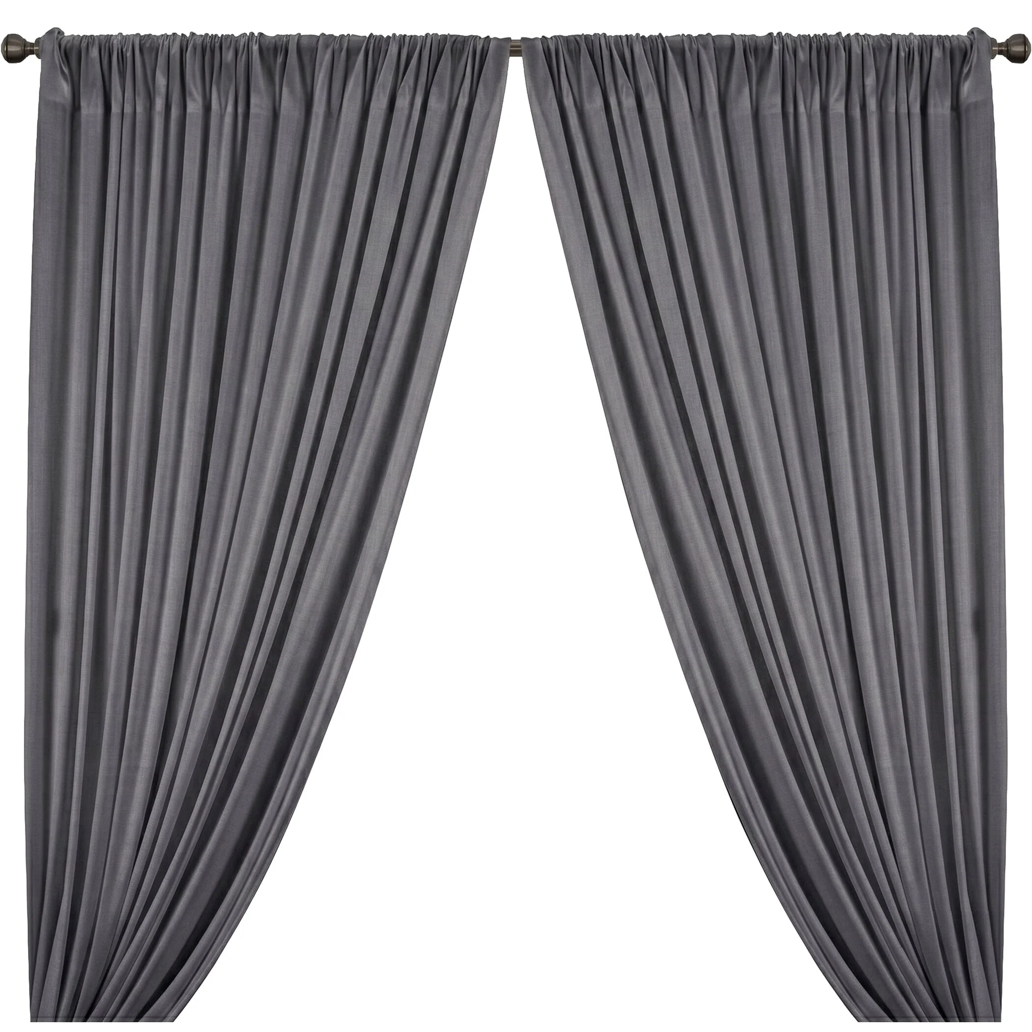 Yorkshire Natural Linen Rod Pocket Curtains - Charcoal Grey