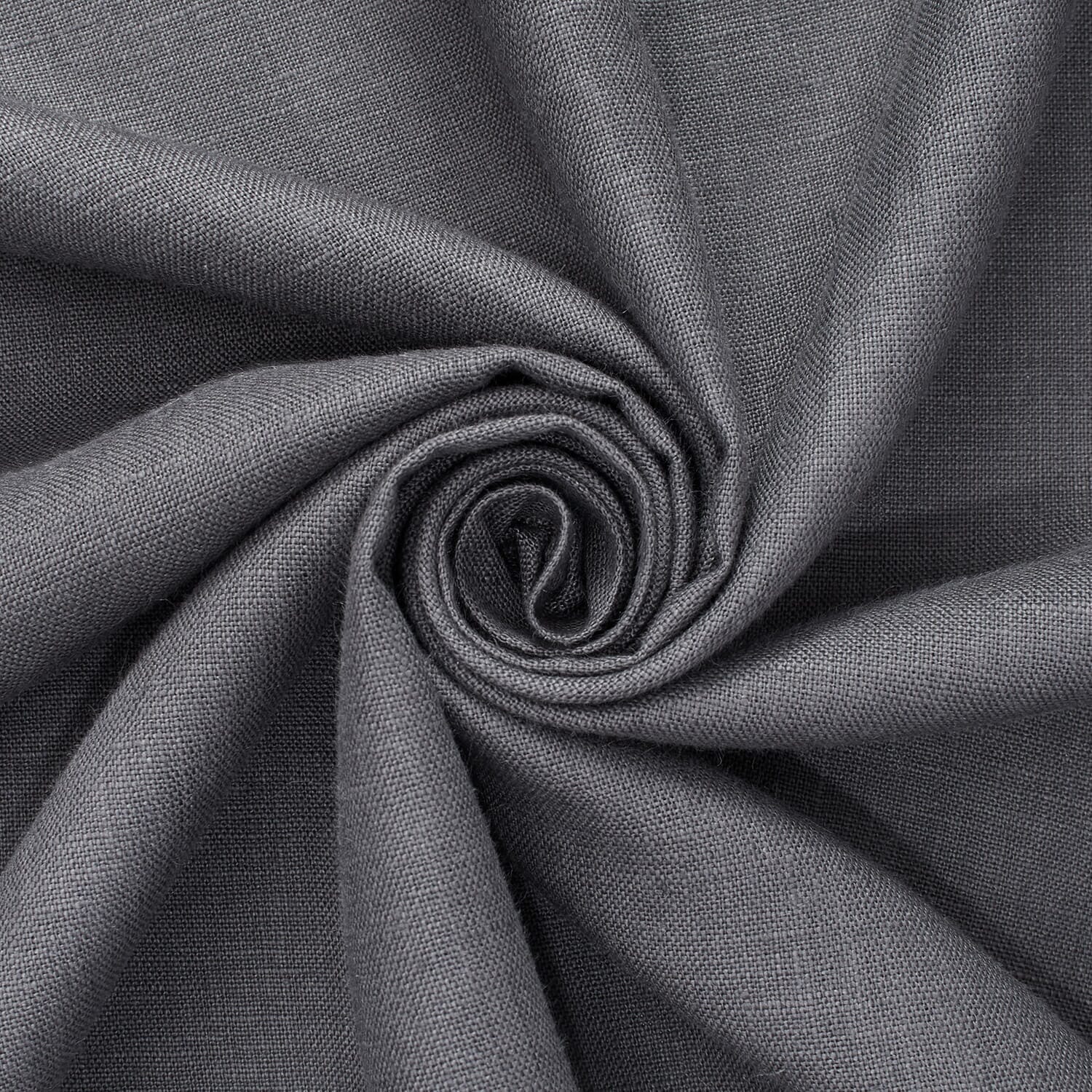 Yorkshire Natural Linen Rod Pocket Curtains - Charcoal Grey - Image 3