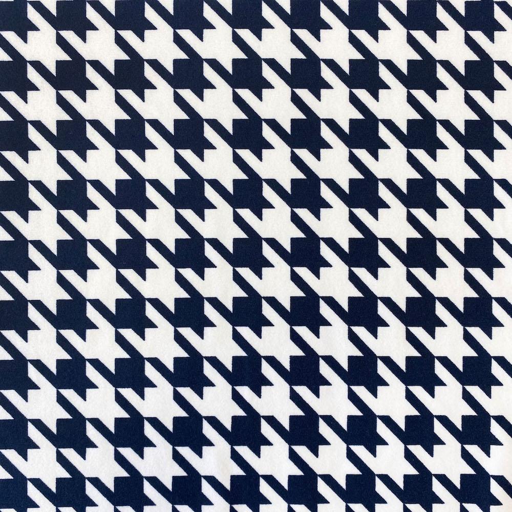 Navy Houndstooth Print DTY Brushed (10-6)