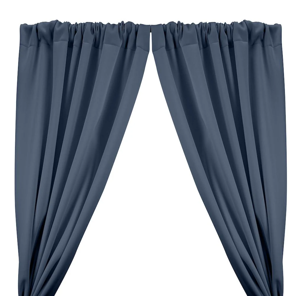 Neoprene Scuba Rod Pocket Curtains - Steel Blue