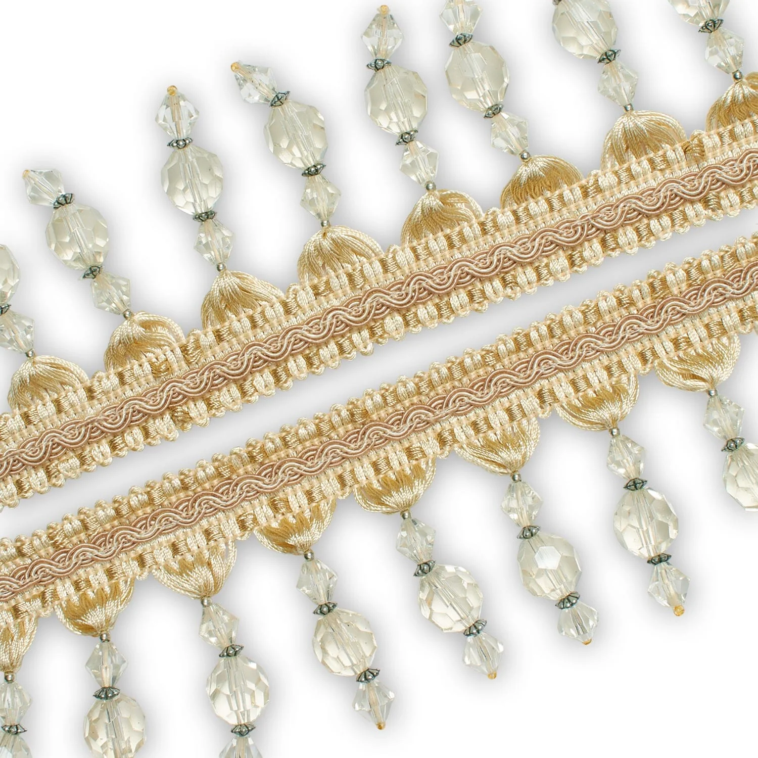 Ornamental Beaded Rhinestone Tassel Fringe Trim - Image 6