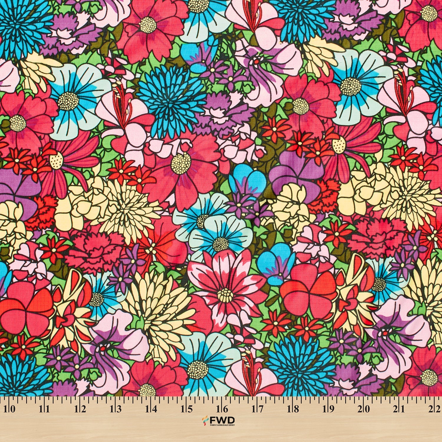 Ottertex® Printed Nylon Ripstop - Meadow - Waterproof (PU Coated) & Water Repellent (DWR) - 70D, 2.2 oz - Image 3