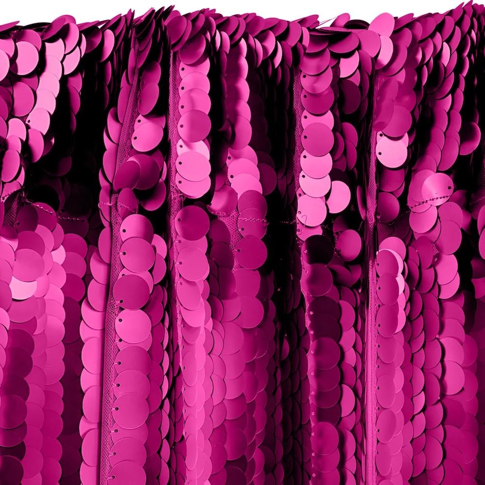 Paillette Circle Sequins Rod Pocket Curtains - Fuchsia - Image 3
