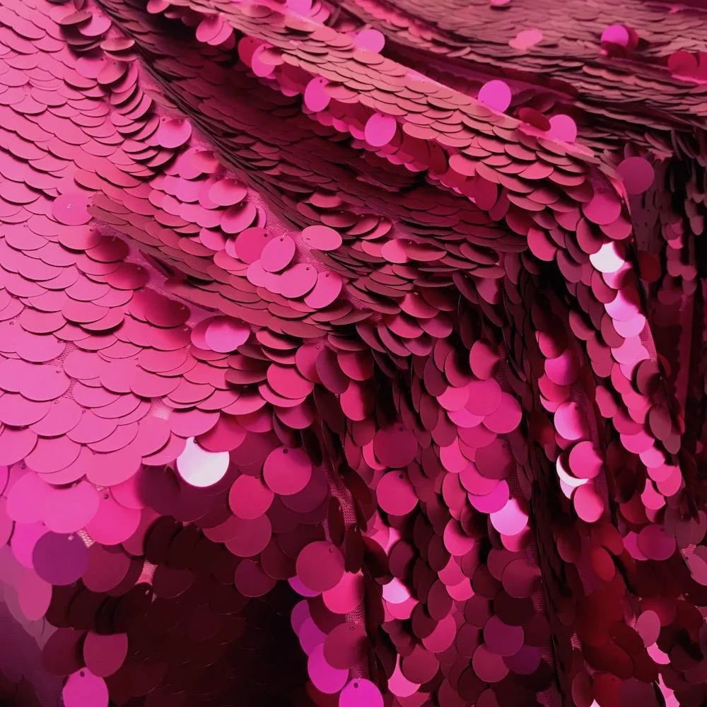 Paillette Circle Sequins Rod Pocket Curtains - Fuchsia - Image 4