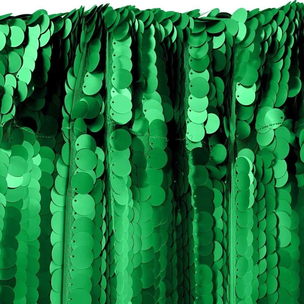 Paillette Circle Sequins Rod Pocket Curtains - Kelly Green - Image 3