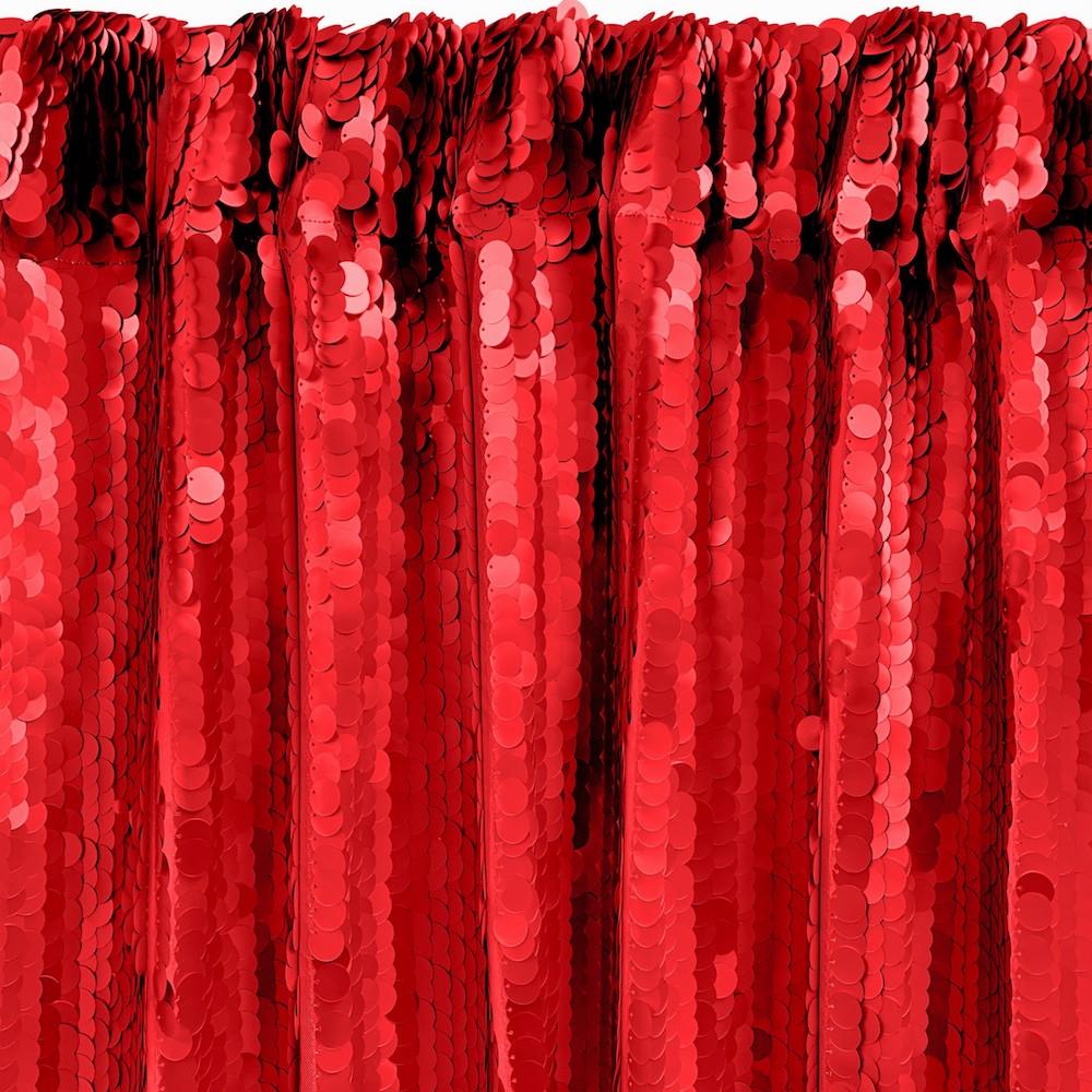 Paillette Circle Sequins Rod Pocket Curtains - Red - Image 2
