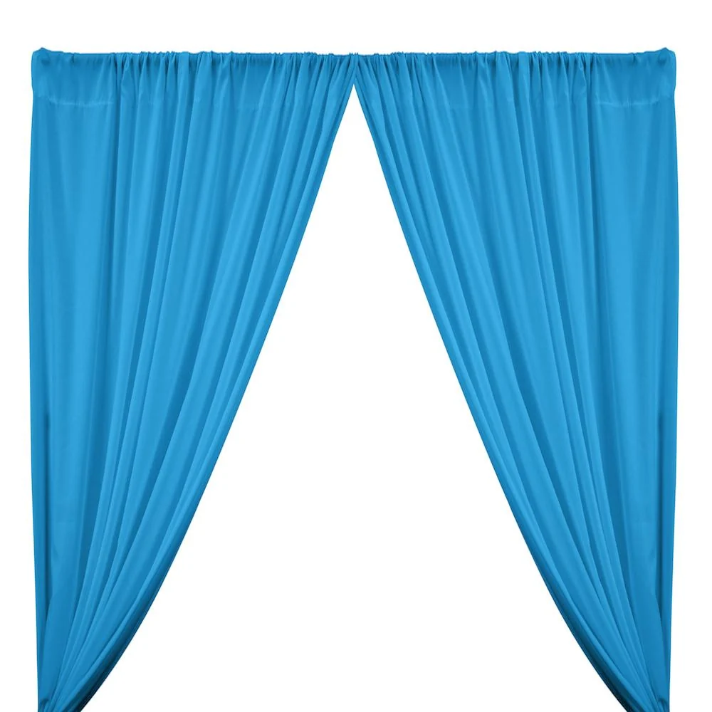Peachskin Rod Pocket Curtains - Turquoise