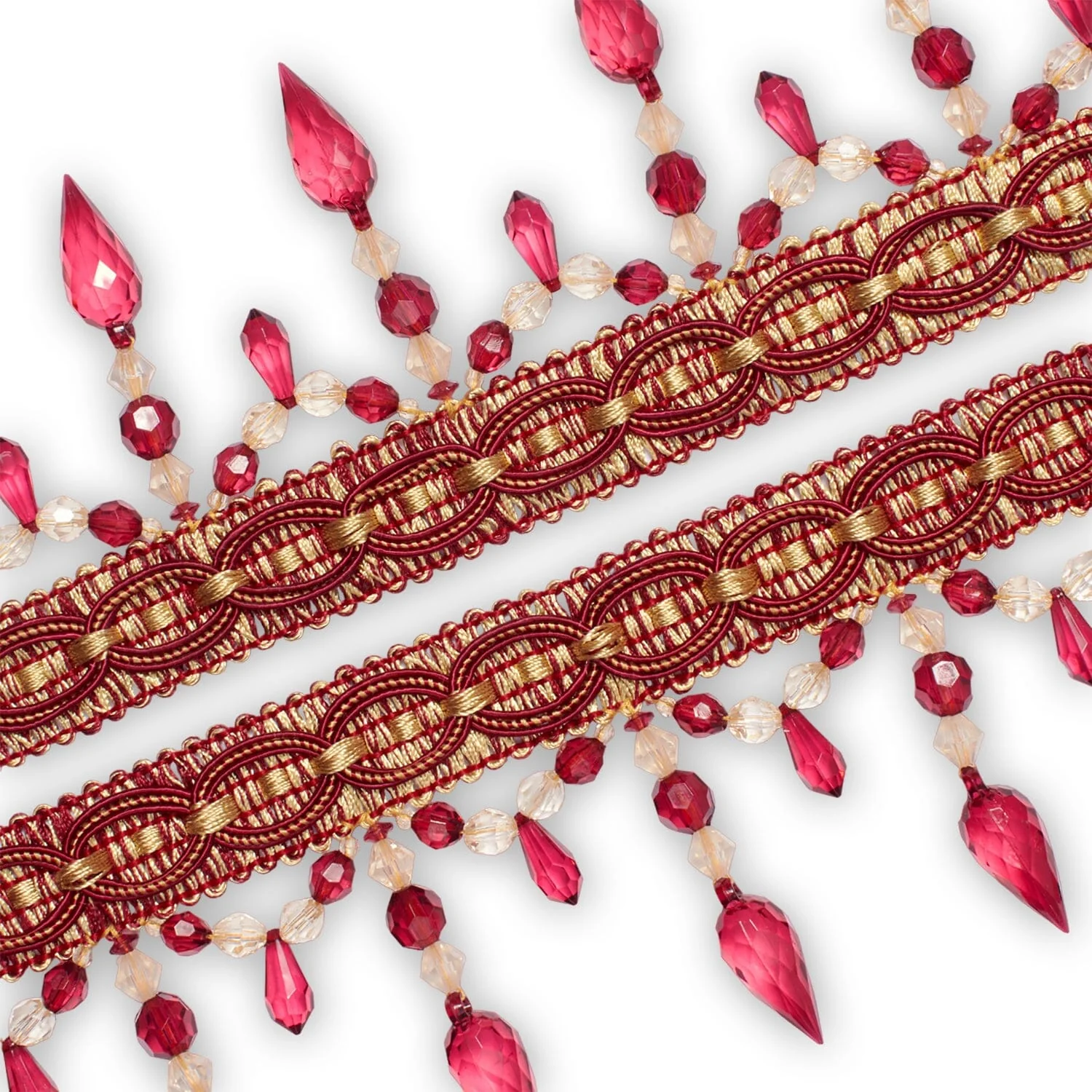 Pear Drop Beaded Rhinestone Tassel Fringe Trim - Image 6
