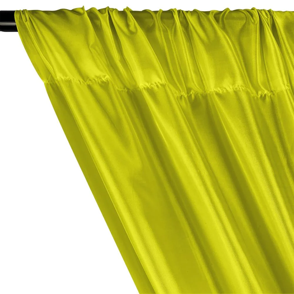Poly China Silk Lining Rod Pocket Curtains - Neon Lime Green - Image 2
