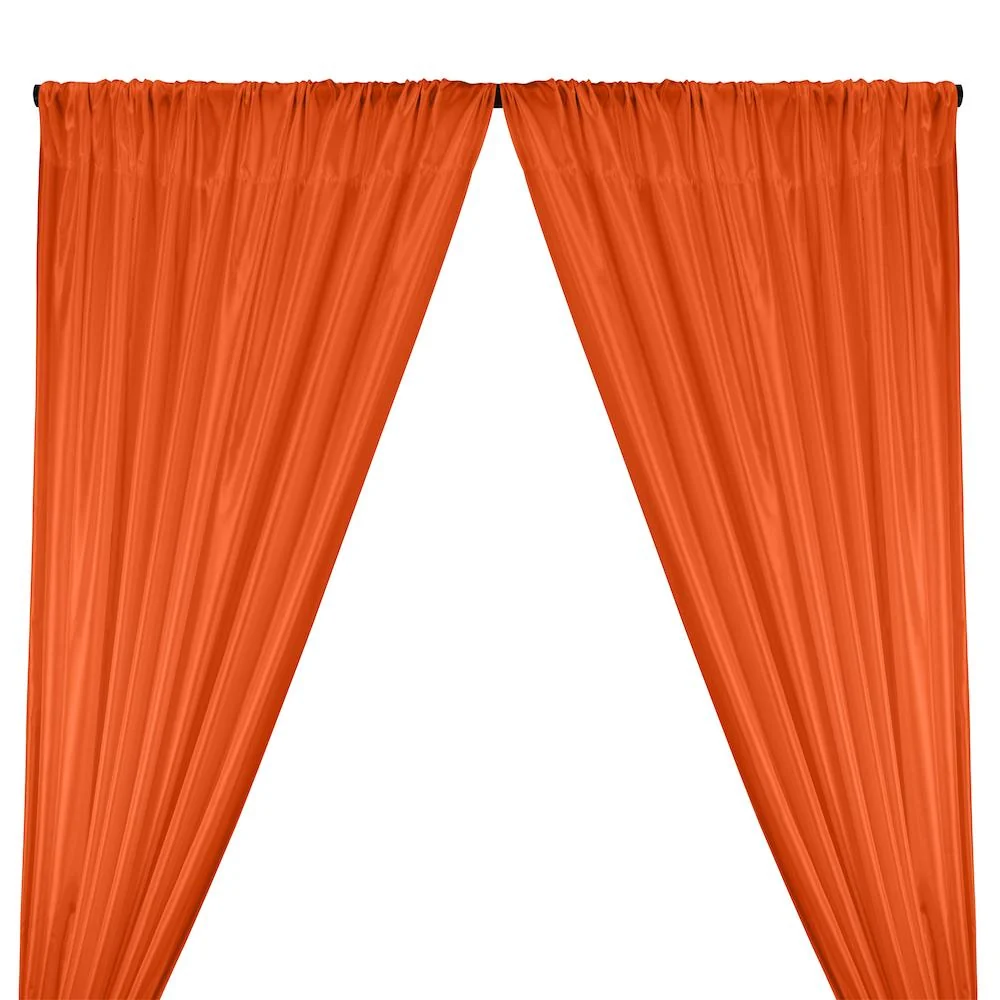 Poly China Silk Lining Rod Pocket Curtains - Neon Orange