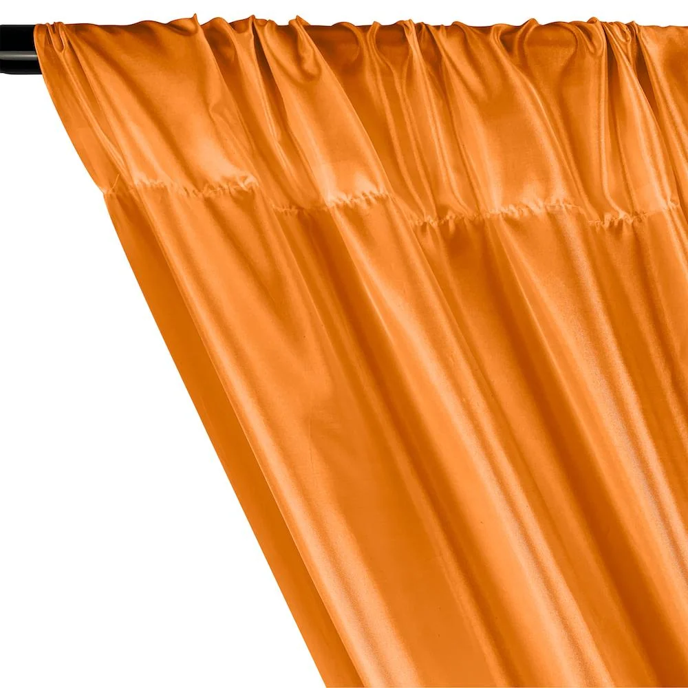Poly China Silk Lining Rod Pocket Curtains - Orange - Image 2