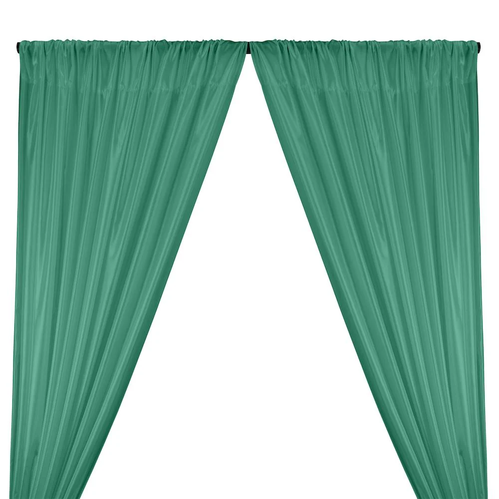 Poly China Silk Lining Rod Pocket Curtains - Spring Green