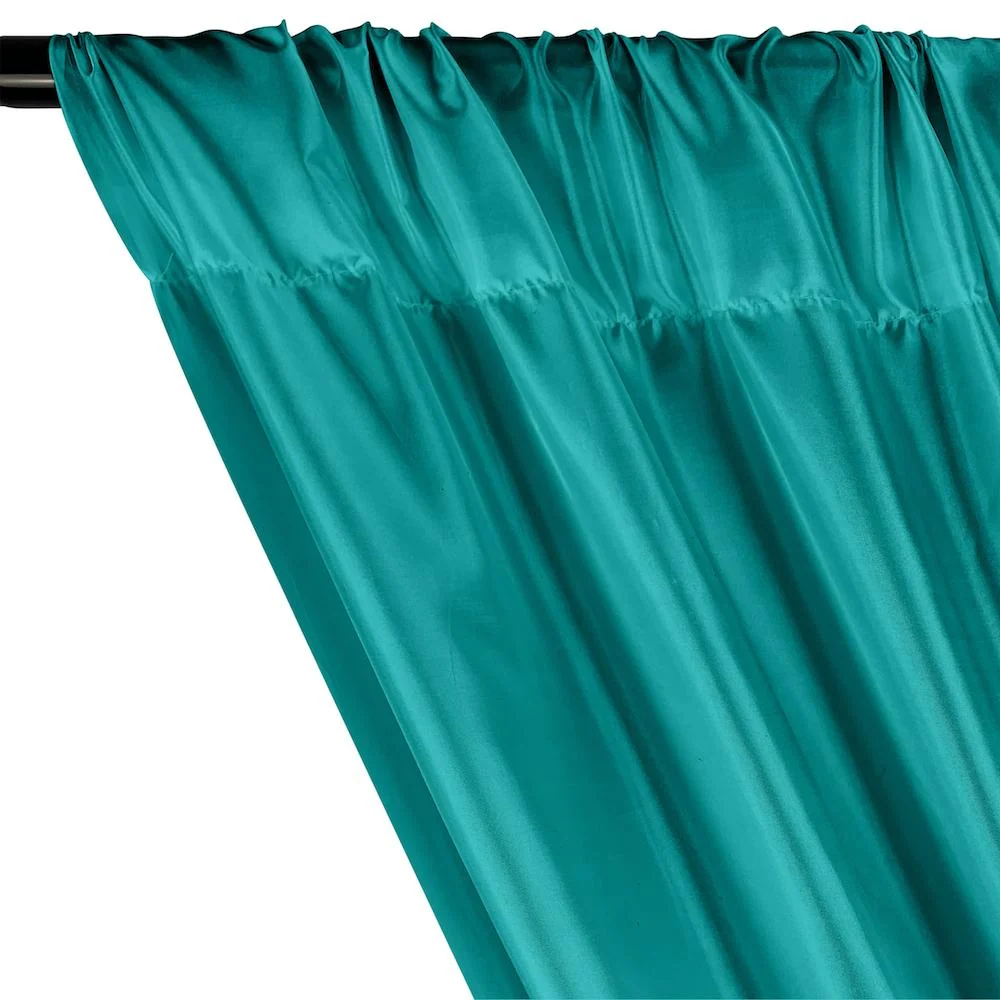 Poly China Silk Lining Rod Pocket Curtains - Teal - Image 2