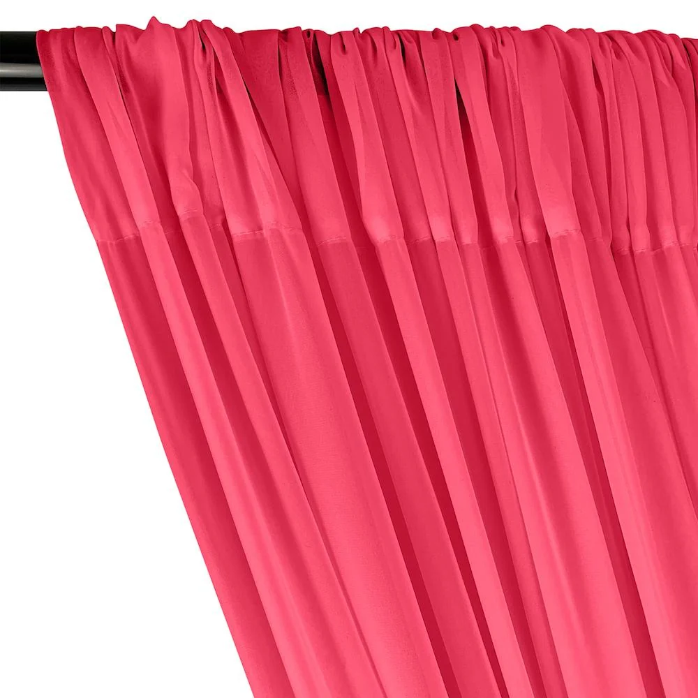 Polyester Chiffon Rod Pocket Curtains - Neon Fuchsia - Image 2