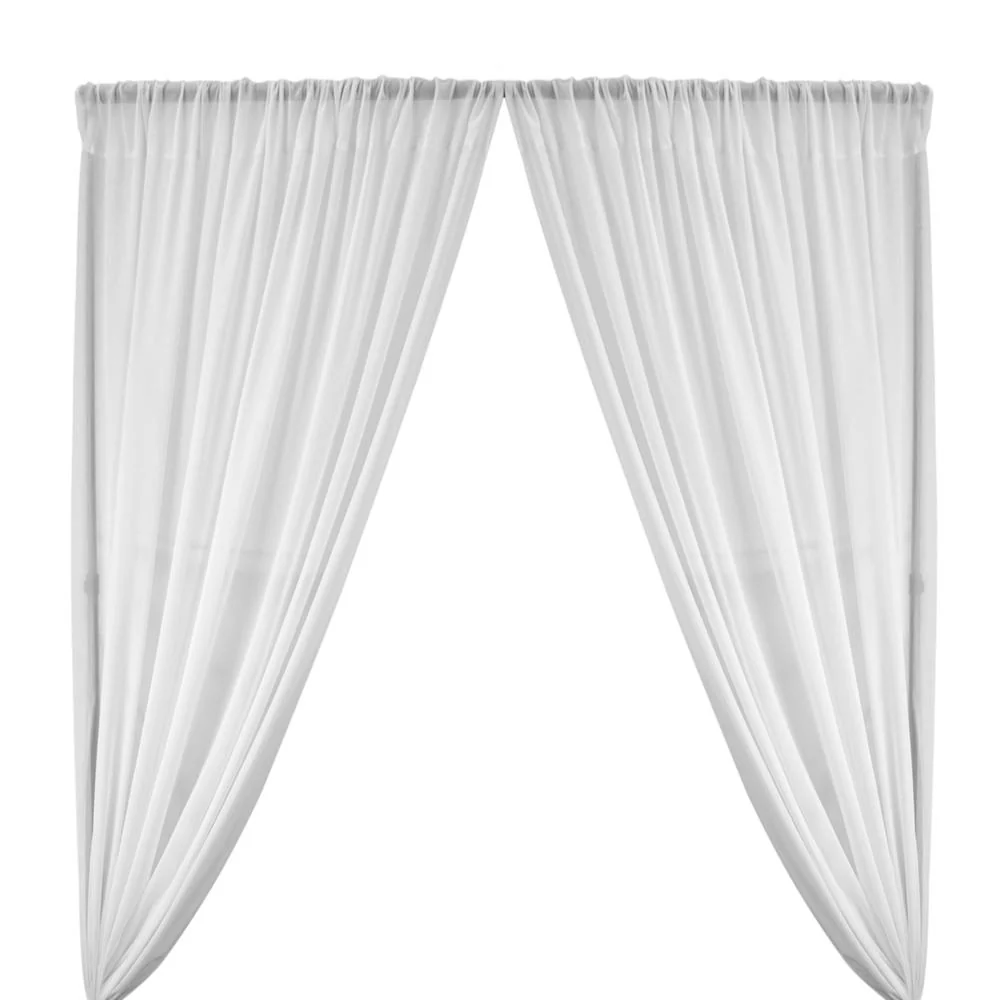 Polyester Chiffon Rod Pocket Curtains (All Colors Available) - White