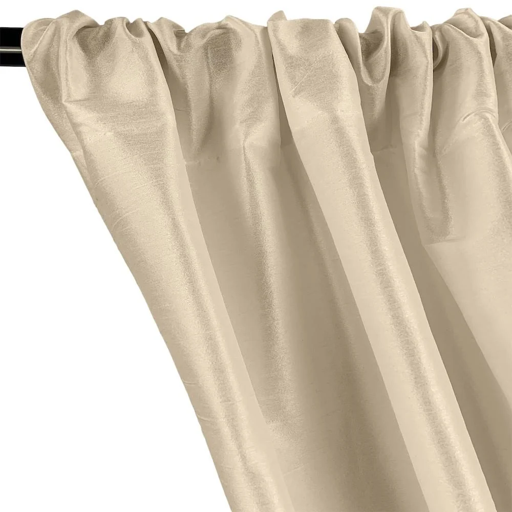 Polyester Dupioni Rod Pocket Curtains - Ivory 102 - Image 2