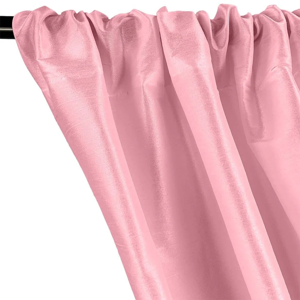 Polyester Dupioni Rod Pocket Curtains - Pink - Image 2