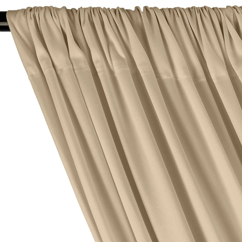Polyester Interlock Knit Lining Rod Pocket Curtains - Beige - Image 2