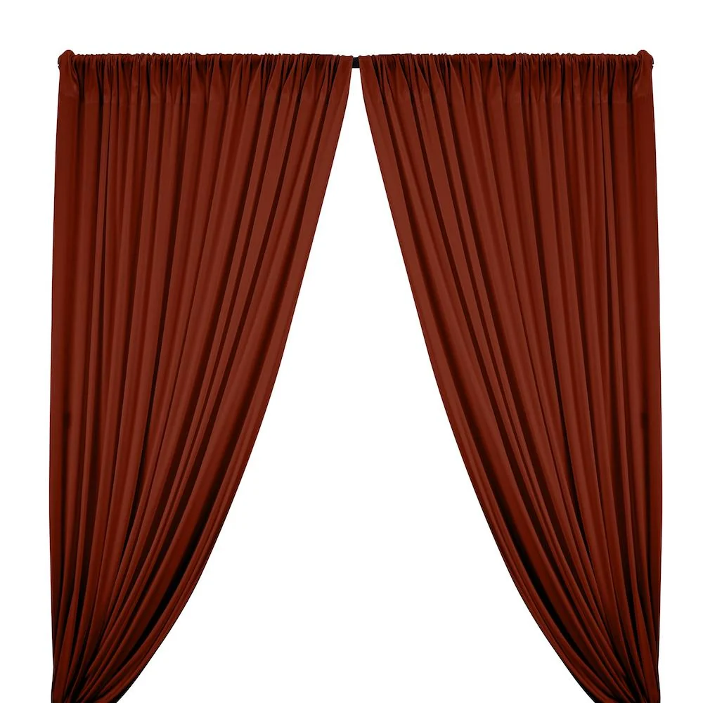 Polyester Interlock Knit Lining Rod Pocket Curtains - Rust